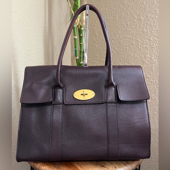 Mulberry Handbags - MULBERRY BLACK CHERRY GRAINED LEATHER BAYSWATER